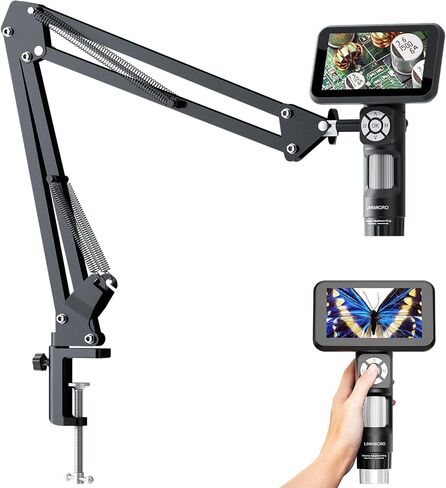 LM115A Digital Microscope Handheld with Flex Arm Stand, 5 inch Soldering Microscope Camera for Adults, Portable Coin Magnifier Full View Coins with 8 LED, 1800mAh Battery, PC View, 1080P Video in Saudi Arabia
