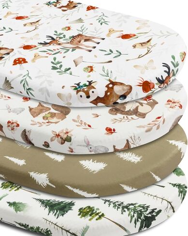 4 Pack Bassinet Sheets Woodland Forest Animals Wood Neutral Unisex Fitted Baby Bassinet Sheets Set for Standard Bassinets for Baby Boys or Girls in Saudi Arabia