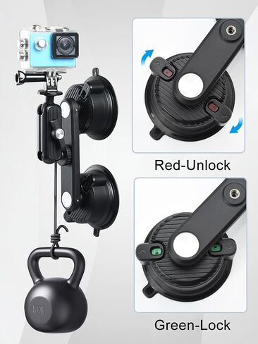 Camera Suction Cup Mount for Action Cameras, 1/4" Screw Ball Head | Quick Release Car Mount with Magic Arm Bracket Compatible with Gopro DJI Insta360 for DSLR Action Camera Phone Video Shooting in Saudi Arabia