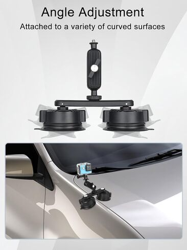 Camera Suction Cup Mount for Action Cameras, 1/4" Screw Ball Head | Quick Release Car Mount with Magic Arm Bracket Compatible with Gopro DJI Insta360 for DSLR Action Camera Phone Video Shooting in Saudi Arabia