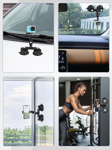 Camera Suction Cup Mount for Action Cameras, 1/4" Screw Ball Head | Quick Release Car Mount with Magic Arm Bracket Compatible with Gopro DJI Insta360 for DSLR Action Camera Phone Video Shooting in Saudi Arabia