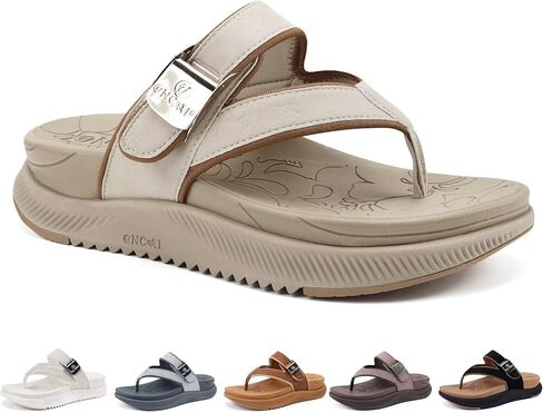 ONCAI Women’s Orthopedic Platform Flip Flops with Arch Support Summer Beach Dressy Trendy Walking Sandals and Thick Outdoor Rubber Soles in Saudi Arabia