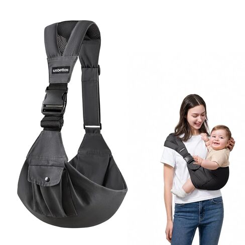 Baby Sling Carrier with Wide Shoulder Padding, 100% Cotton | Adjustable Waist Strap, Ergonomic Hip, Storage Pocket, Hands-Free & Comfortable, for Toddlers 4–36 Months (8–35 lbs) in Saudi Arabia
