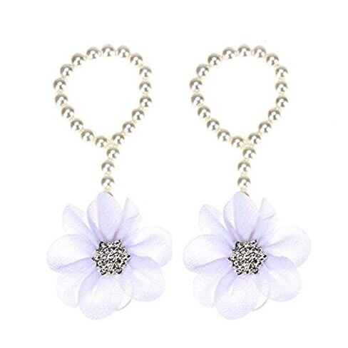 Baby Girl Foot Flower Shoes Barefoot Sandals Pearl Chiffon in Saudi Arabia