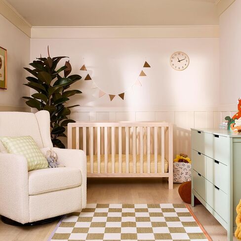 DaVinci Carter's Colby Low-Profile 4-in-1 Baby Crib, Washed Natural | GREENGUARD Gold Certified, Converts to Toddler Bed, Daybed & Full-Size Bed, 4 Adjustable Mattress Heights - Easy to Assemble in Kuwait