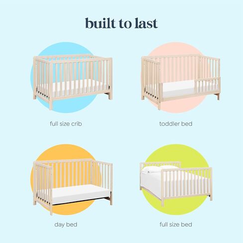 DaVinci Carter's Colby Low-Profile 4-in-1 Baby Crib, Washed Natural | GREENGUARD Gold Certified, Converts to Toddler Bed, Daybed & Full-Size Bed, 4 Adjustable Mattress Heights - Easy to Assemble in Kuwait