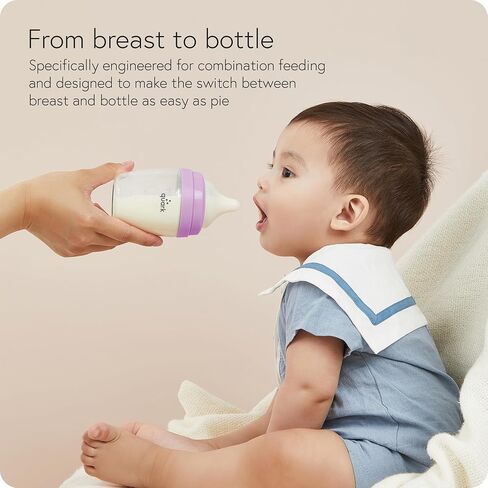 BuubiBottle Mini Slow Flow Bottle for Newborn Babies by Quark - With Anti-Colic RealFeel Nipple to Simulate Breastfeeding - Easy to Clean, BPA-Free, PVC-Free, Toxin-Free - 5 Oz Bottle with Lid, Purple in Saudi Arabia
