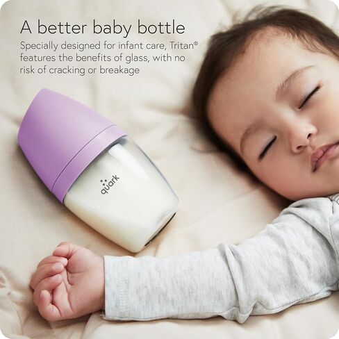 BuubiBottle Mini Slow Flow Bottle for Newborn Babies by Quark - With Anti-Colic RealFeel Nipple to Simulate Breastfeeding - Easy to Clean, BPA-Free, PVC-Free, Toxin-Free - 5 Oz Bottle with Lid, Purple in Saudi Arabia