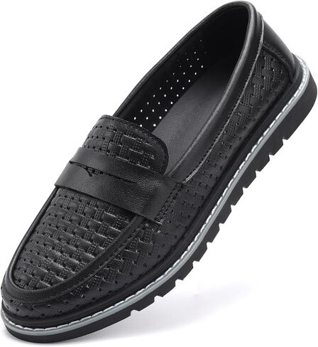 Women's Penny Loafers Leather Dress Shoes Comfortable Non-Slip Flats Soft Slip-on Walking Shoes Driving for Women in Saudi Arabia
