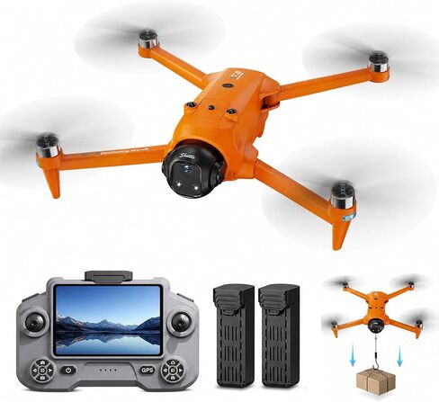 AE20 GPS Drone with 4K Camera for Adults, 5G RC Drones with 4.5" HD Screen | GPS Follow & Auto Return, Long Range Transmission, 60 Mins Flight Time, Foldable Drone with Brushless Motor, Under 249g in Kuwait