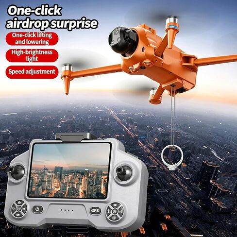 AE20 GPS Drone with 4K Camera for Adults, 5G RC Drones with 4.5" HD Screen | GPS Follow & Auto Return, Long Range Transmission, 60 Mins Flight Time, Foldable Drone with Brushless Motor, Under 249g in Kuwait