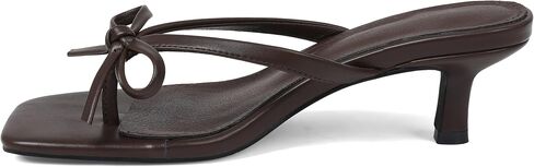 Mattiventon Brown Kitten Heels Flip Flop Heels with Bow | Kitten Heel Sandals Thong Sandals Slip on Square Toe Summer Cute Party Dress Shoes 2.36 In Heel Size 6 in Saudi Arabia