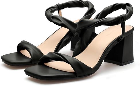 VICKI·VICKI Heeld Sandals Chunky Block Heels for Women Square Open Toe Slip on Shoes for Summer Wedding Guest Party Prom in Saudi Arabia