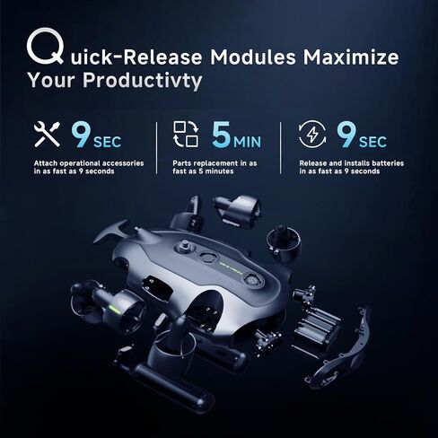 QYSEA FIFISH E-E200A Underwater ROV with Robotic Arm, Integrated mini-DVL for Precise Navigation, 10,000lm, 1/1.8" Sensor, Includes Energy Station & Robotic Arm, Industrial Inspection & Search Rescue, 660ft Dive in Saudi Arabia