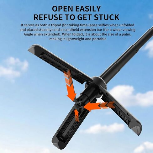 Magnetic Quick-Release Extension Tripod for DJI Osmo Action 6 and Nano, Aluminum Alloy, 15.7" Extendable Pole, Black, with Anti-Slip Silicone Foot Pads in Kuwait