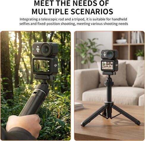 Magnetic Quick-Release Extension Tripod for DJI Osmo Action 6 and Nano, Aluminum Alloy, 15.7" Extendable Pole, Black, with Anti-Slip Silicone Foot Pads in Kuwait
