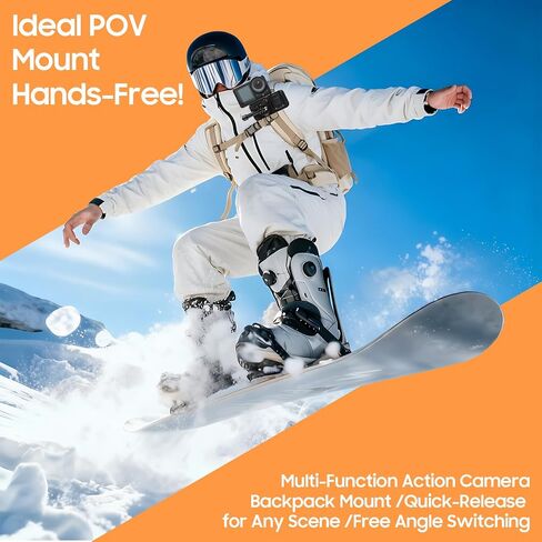 Action Camera Multifunction Backpack Strap Mount.Self-Developed Action Camera Accessories, Compatible with Various Models of Action Cameras *Selfie Stick not Included (Black, 9.8) in Saudi Arabia