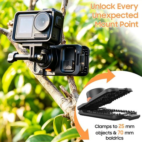 Action Camera Multifunction Backpack Strap Mount.Self-Developed Action Camera Accessories, Compatible with Various Models of Action Cameras *Selfie Stick not Included (Black, 9.8) in Saudi Arabia
