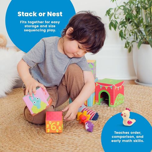 DJECO Topanifarm, Wooden Sorting and Stacking Blocks, 18+ Months | Builds a Farm, Animal Toys, Enhances Fine Motor Skills, Durable Playtime, Cute Design for Preschool Toddlers in Kuwait