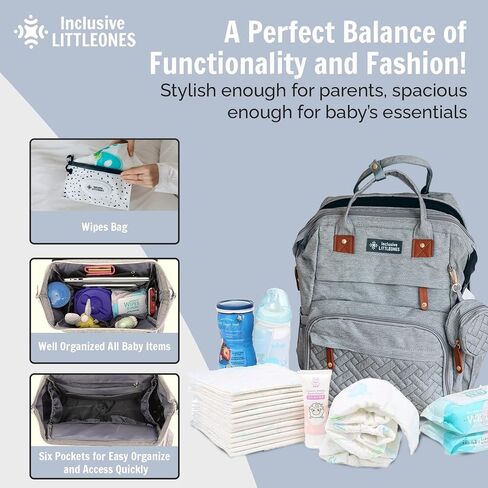 Diaper Bag with Changing Station - Baby Essentials Bag with Changing Pad, Stroller Straps & Pacifier Case Multifunction Diaper Bag for Mom - Baby Shower Gifts Travel Backpack for Newborn Essentials in Saudi Arabia