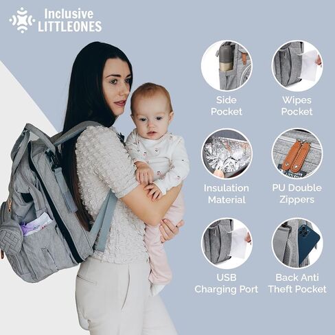 Diaper Bag with Changing Station - Baby Essentials Bag with Changing Pad, Stroller Straps & Pacifier Case Multifunction Diaper Bag for Mom - Baby Shower Gifts Travel Backpack for Newborn Essentials in Saudi Arabia