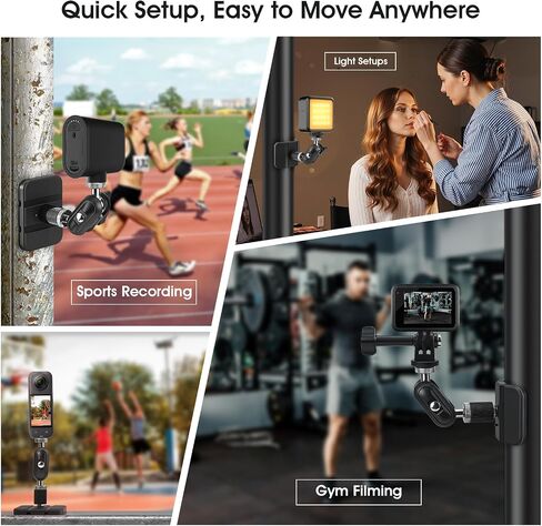 Magnetic Camera Fence Mount for Sports Recording, Universal Pole Mount fits for GoPro Insta360 X5 Mevo Camera, Flexible Fold Magnet Base for Flat & Curved Surfaces, Gym & Training Video Mount in Kuwait