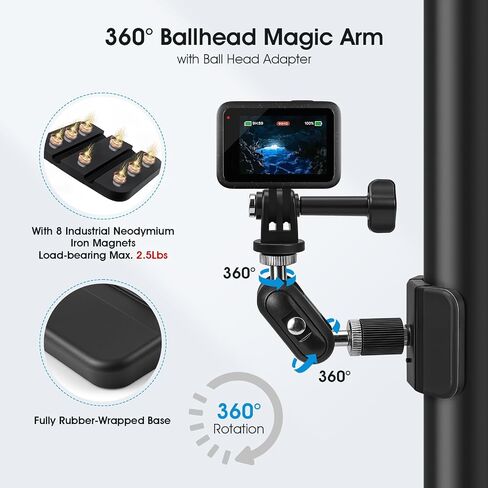 Magnetic Camera Fence Mount for Sports Recording, Universal Pole Mount fits for GoPro Insta360 X5 Mevo Camera, Flexible Fold Magnet Base for Flat & Curved Surfaces, Gym & Training Video Mount in Kuwait