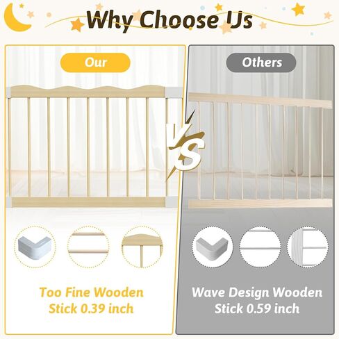 Wooden Baby Playpen 65"x65" - Solid Wood Play Yard with Lock Gate | Easy to Assemble, 30 ocean balls included,Child Safety Lock, Indoor Play Pen for Kids Activity Center,8 Panels Natural Pine in Saudi Arabia
