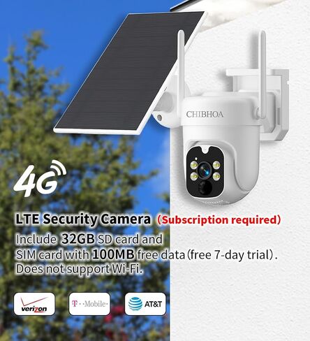 4G LTE Solar Camera, NO WiFi Needed, 2K Color Night Vision | Wireless Cellular Security. Includes SIM & 32GB SD. 360° View, PIR Motion Detection. Siren & 2-Way Audio. in Saudi Arabia