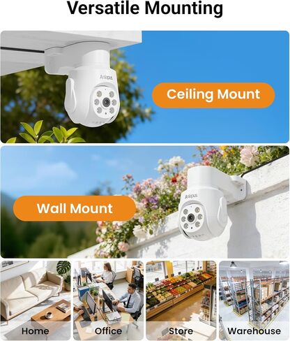 Anlapus 4Pack Pan Tilt Wired Security Cameras Outdoor Indoor, 2MP 1080P Weatherproof CCTV Camera with Audio, Human Vehicle Detection, Night Vision, Only Works DVR Surveillance System in Kuwait