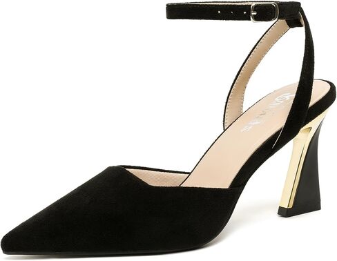 RIBONGZ Block Heels for Women Closed Pointed Toe Comfort Dressy Shoes in Saudi Arabia