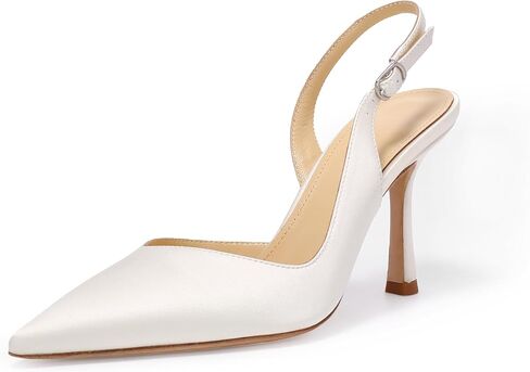 Ivory Bridal Heels for Women Wedding Shoes Cow Leather Sole Genuine Sheep Leather Lining and Sock in Kuwait