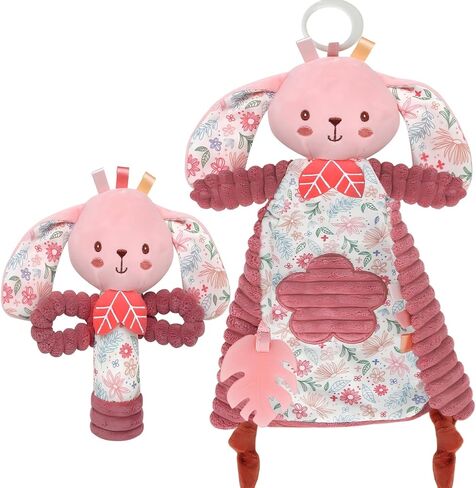 Baby Lovey Fox Stuffed Animal for Baby Boys and Girls, Security Blanket and Hand Shaker Set Newborn Stuffed Hanging Animal Plush Snuggle Toy Baby Showers Thank You Gifts in Saudi Arabia