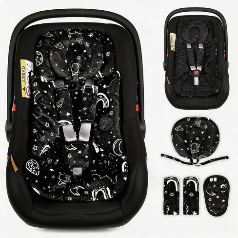 Infant Car Seat Insert with Removable Baby Head Support Pea Pod Newborn Carseat Insert Soft & Breathable Baby Car Seat Cushion, Minky Dot Backing, Universal Fit Stroller, Swing, Bouncer, Floral in Saudi Arabia
