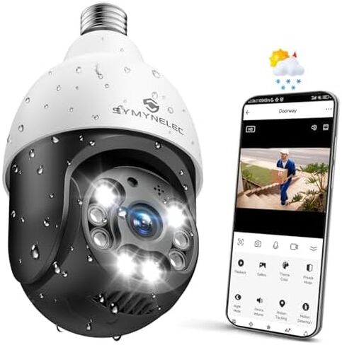 SYMYNELEC Light Bulb Security Camera Outdoor Waterproof 2.5K + 2K Solar Security Cameras Wireless Outdoor 2-Pack in Kuwait