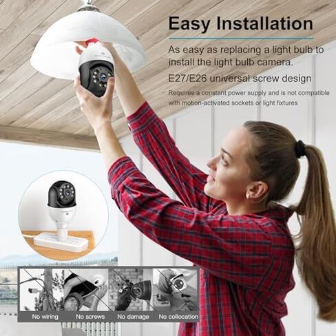 SYMYNELEC Light Bulb Security Camera Outdoor Waterproof 2.5K + 2K Solar Security Cameras Wireless Outdoor 2-Pack in Kuwait