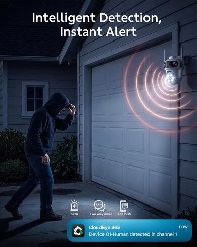 Triple-Lens Security Camera Wireless Outdoor, WiFi Camera for Home Security, Auto-Tracking, 24/7 Record, IP66 Waterproof Outdoor Indoor, Compatible with Camcamp Wireless Security Camera System in Kuwait