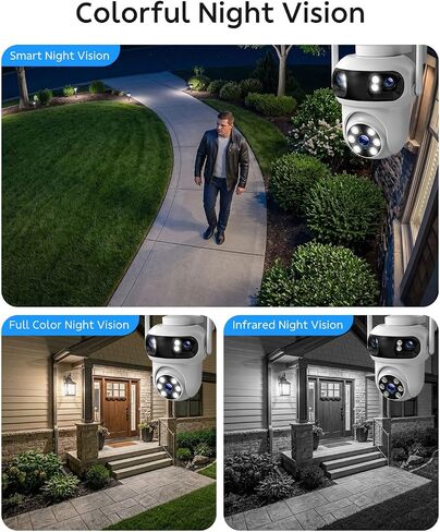 Triple-Lens Security Camera Wireless Outdoor, WiFi Camera for Home Security, Auto-Tracking, 24/7 Record, IP66 Waterproof Outdoor Indoor, Compatible with Camcamp Wireless Security Camera System in Kuwait