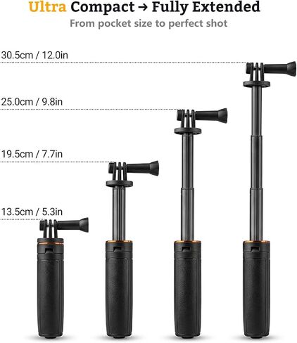 Auto-Open Selfie Stick Tripod for DJI Osmo Pocket 3/4/4P, Gopro | Throw-to-Open, Portable Vlog Handle Grip for Travel Hiking Vlogging, Pocket-Sized & Ultra-Lightweight, Enhanced Stability in Kuwait