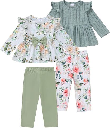 Baby Girl Clothes 6 9 12 18 24 Months Girls Long Sleeve Clothes 2T 3T 4-Piece Cute Fall Winter Baby Clothing in Saudi Arabia
