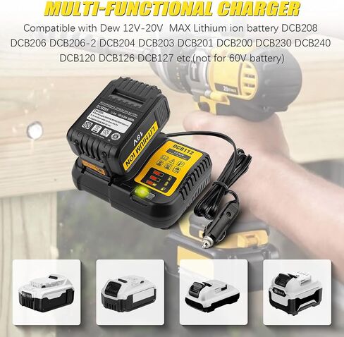 Car Charger for Dewalt 20V 60V Battery, 3.0A Replace for Dewalt Fast Battery Charger in Saudi Arabia