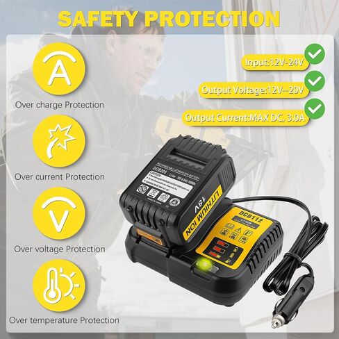 Car Charger for Dewalt 20V 60V Battery, 3.0A Replace for Dewalt Fast Battery Charger in Saudi Arabia