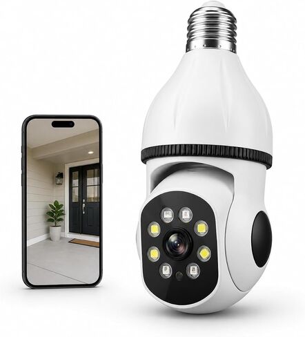 2K Light Bulb Security Camera for Home, 360° Pan Tilt Indoor Outdoor Camera with Color Night Vision, Motion Detection, Two-Way Audio, App Remote Control, E27 Easy Installation in Saudi Arabia