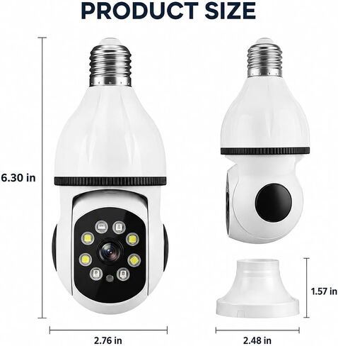 2K Light Bulb Security Camera for Home, 360° Pan Tilt Indoor Outdoor Camera with Color Night Vision, Motion Detection, Two-Way Audio, App Remote Control, E27 Easy Installation in Saudi Arabia