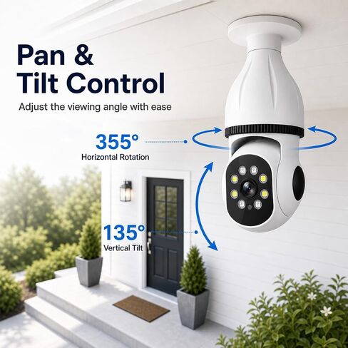 2K Light Bulb Security Camera for Home, 360° Pan Tilt Indoor Outdoor Camera with Color Night Vision, Motion Detection, Two-Way Audio, App Remote Control, E27 Easy Installation in Saudi Arabia