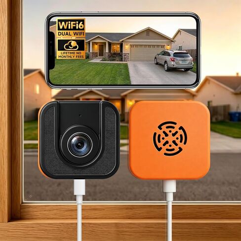 3MP No Drill Window Camera for Indoor & Outdoor Monitoring-Black | 2.4Ghz & 5Ghz, Color Starlight Night Vision, Anti-Glare, AI Motion Detection, 24/7 Recording, Compatible with Alexa in Saudi Arabia