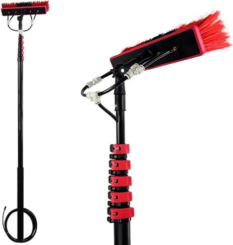 3-12M Telescopic Water Fed Brush for Window & Glass Cleaning, Includes 6M Rod & 35cm Brush Head, Perfect for Solar Panel & Wall Cleaning, 24FT Reach in Kuwait