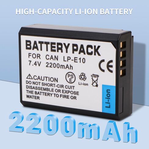 2-Pack LP-E10 Battery with Smart LCD Display Dual Channel Charger for Canon EOS Rebel T3 T5 T6 T7 T100, Kiss X50 X70 X80 X90, EOS 1100D 1200D 1300D 1500D 2000D 3000D 4000D Digital Cameras in Saudi Arabia