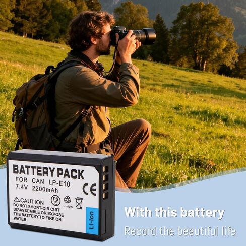 2-Pack LP-E10 Battery with Smart LCD Display Dual Channel Charger for Canon EOS Rebel T3 T5 T6 T7 T100, Kiss X50 X70 X80 X90, EOS 1100D 1200D 1300D 1500D 2000D 3000D 4000D Digital Cameras in Saudi Arabia