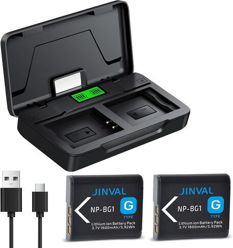 NP-BG1 NP-FG1 Battery 2 Pack and Charger Case for Sony Cybershot DSC-HX5V, DSC-HX9V, DSC-W30, DSC-W35, DSC-W50, DSC-W55, DSC-W70, DSC-W80, DSC-W290, DSC-H10, H20, H50, H55, H70, H90 in Saudi Arabia